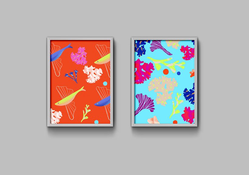 Depois de fazer muitas versões de cor, escolhi esta paleta.