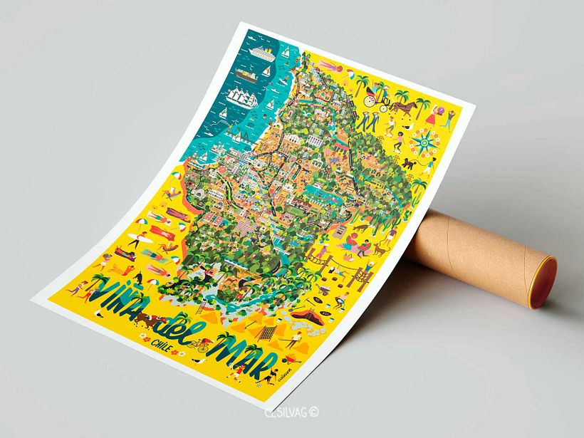 Mapa Ilustrado de la comuna de Viña del Mar - Chile