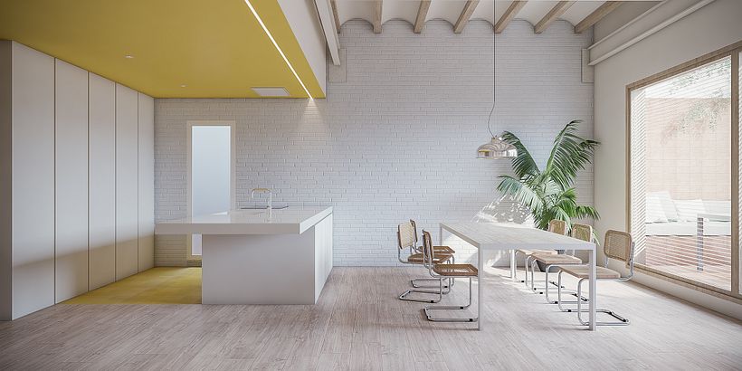Imágenes 3D de la reforma de un piso en Poble Nou, Barcelona. Crü Studio.  0