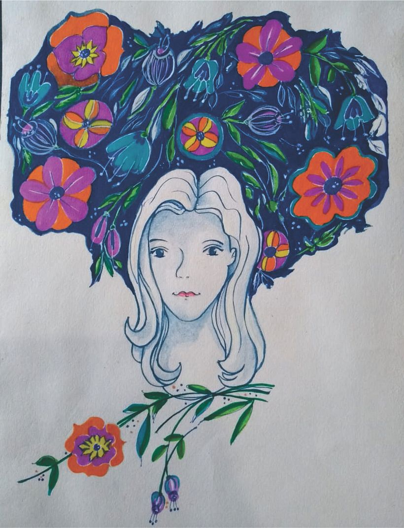My project in Illustrated portraits with botanical elements course 1