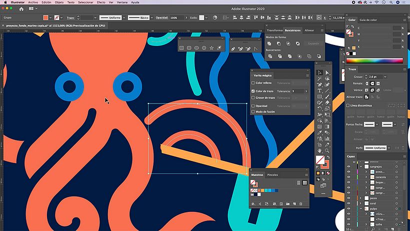 Trabajando en una segunda versión con un fondo de color diferente