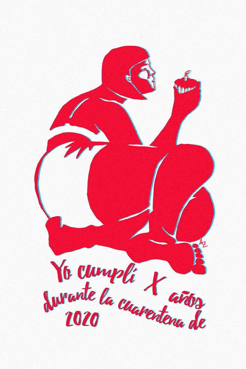 Cambiando la x por número de años cumplidos, estuve regalando esta postal para lxs que habían celebrado un conficumple.