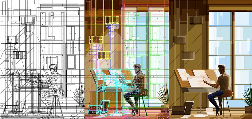 Working in the studio. 1