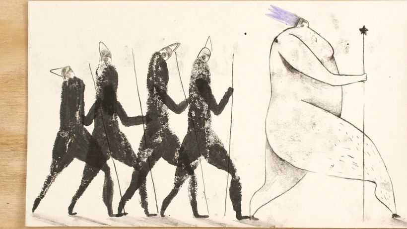 Adicione sombras usando pedaços de papel com tinta
