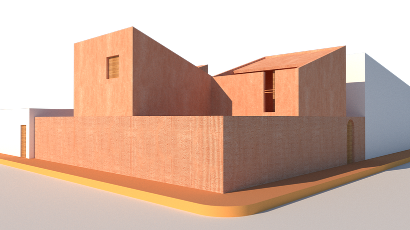 Representación de casa, proceso en Sketch up y terminado en Photoshop 1