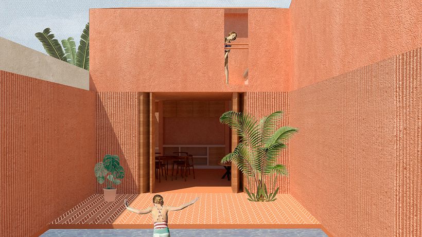 Representación de casa, proceso en Sketch up y terminado en Photoshop 1