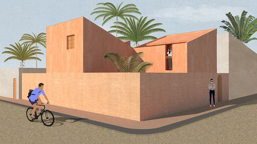 Representación de casa, proceso en Sketch up y terminado en Photoshop 2