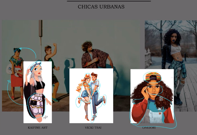 Referências de ilustração enfatizando os acessórios