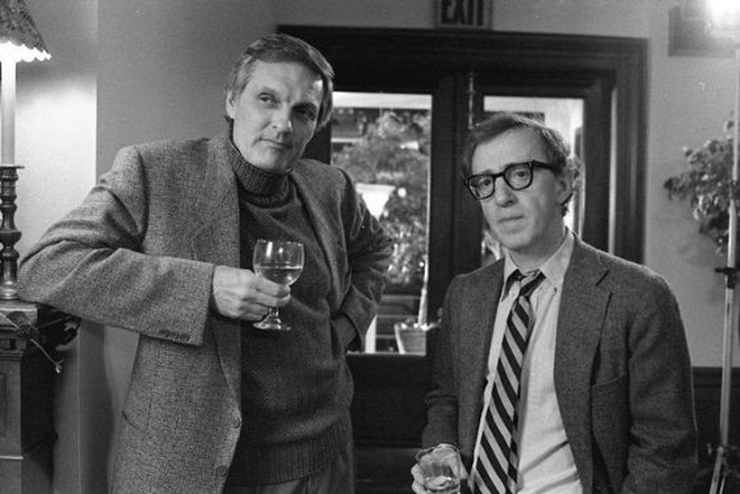 Alan Alda and Woody Allen on the set of 'Crimes and Misdemeanors'