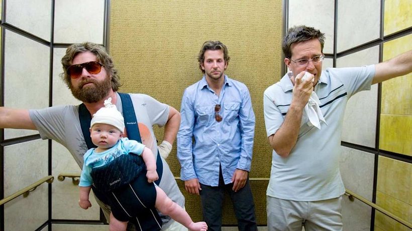 Zach Galifianakis, Bradley Cooper, and Ed Helms in 'The Hangover'