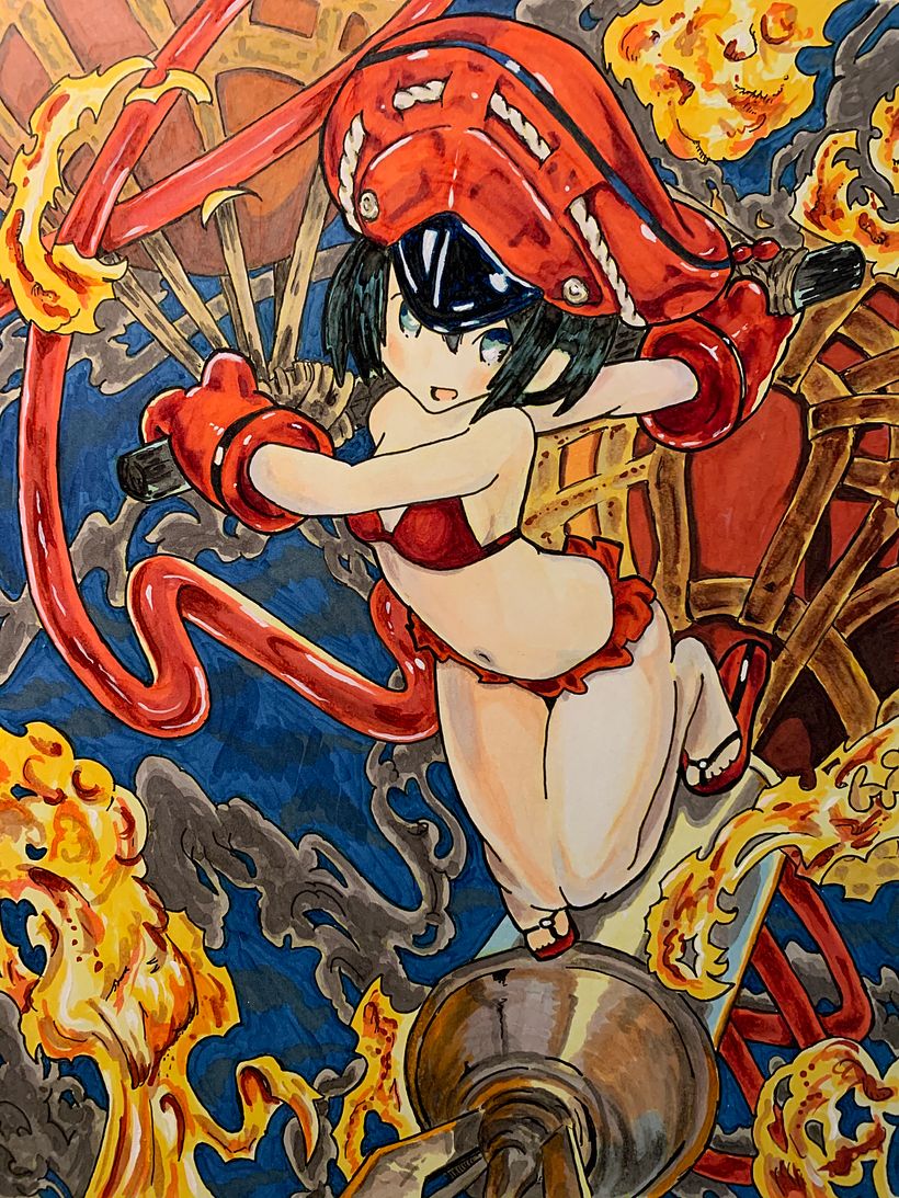 learning to colour - source image from Christopher Kerry - figuring out how copics work and layer and blend - super fun