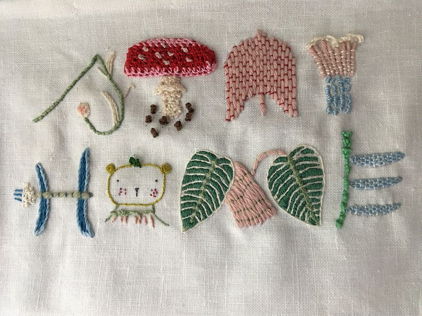 My project in Introduction to Raised Embroidery course - Stickerei