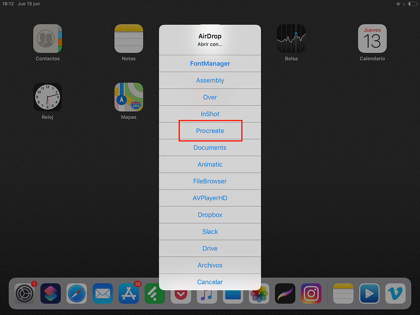 Receive fonts on Airdrop on your iPad to use in Procreate