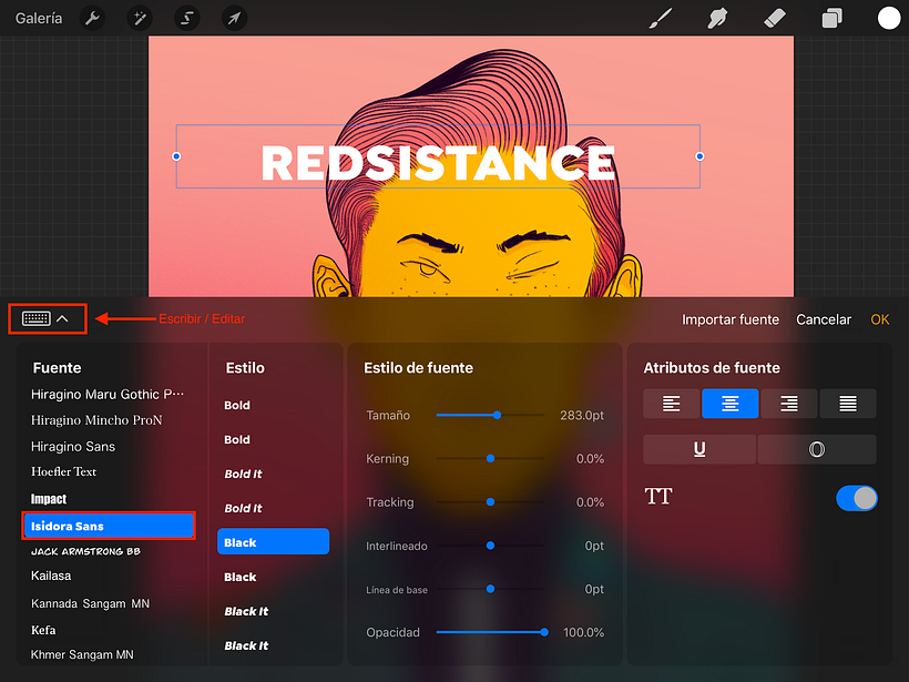 Fonts in Procreate