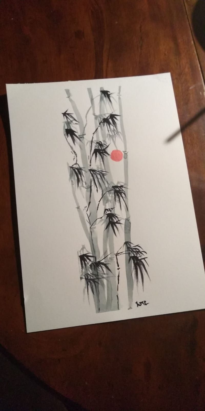 Took about 21 paintings of bamboo to get confident, first attempts were like finger painting! 