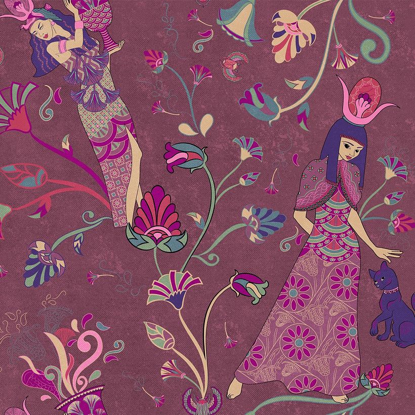 Egyptian motifs pattern - colour variation