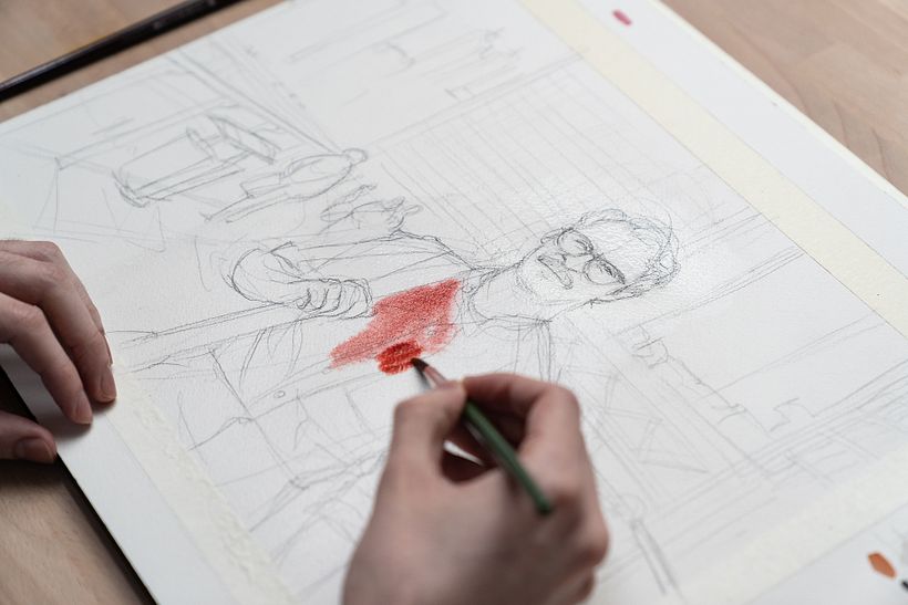 Die ersten Pinselstriche.