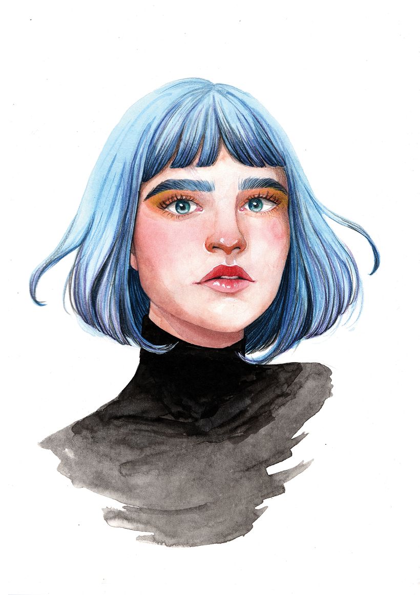 Retrato em aquarela. (Watercolor portrait)
