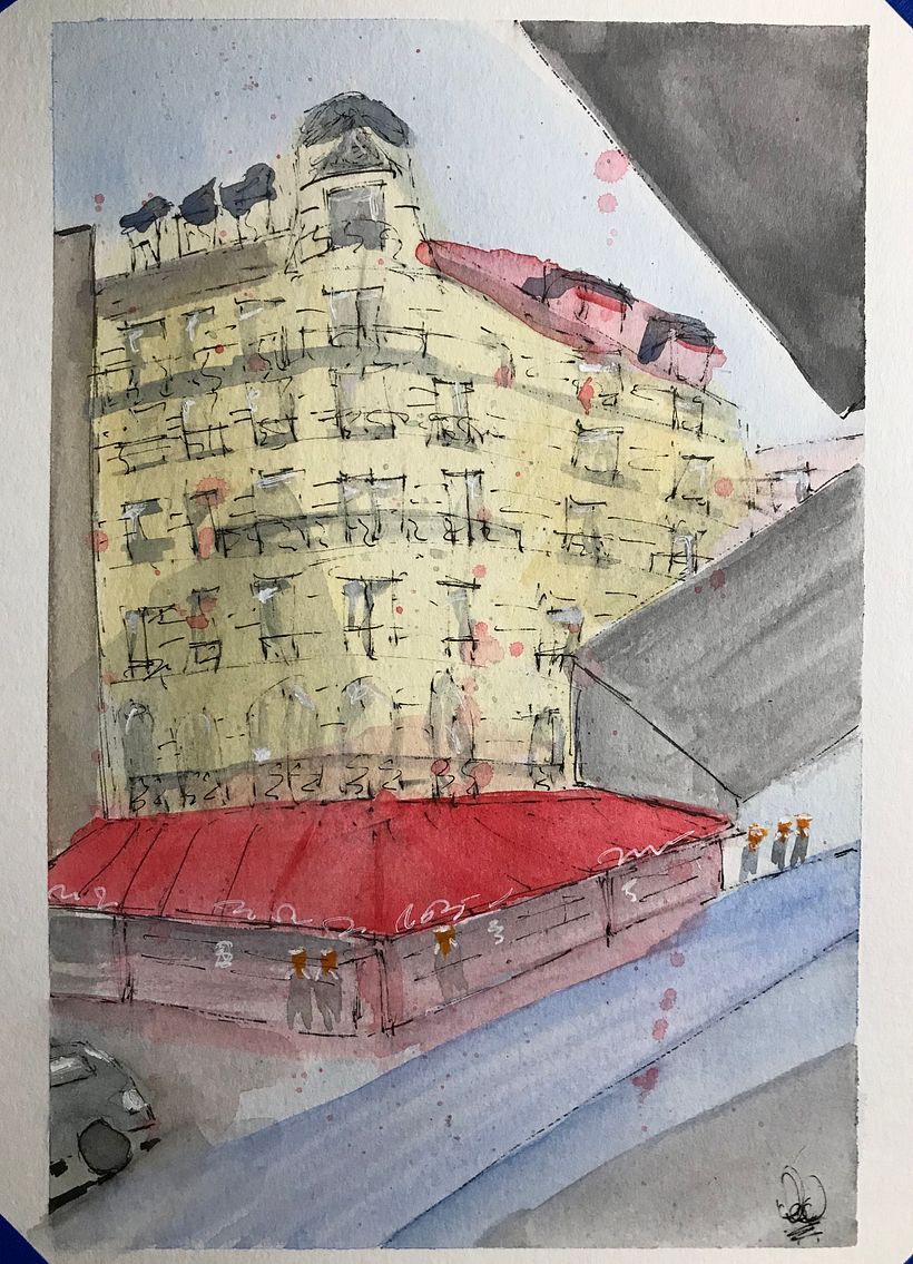 Mi Proyecto del curso: Dibujo arquitectónico con acuarela y tinta -1