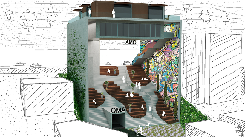 I tried mix realistic render with childish sketch to highlight the main object from surroundings. University project.