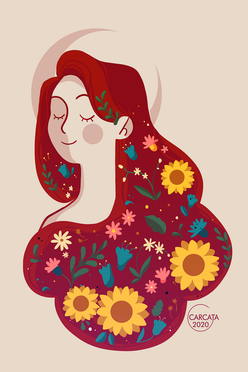 Meu projeto do curso: Retrato ilustrado com elementos botânicos 0