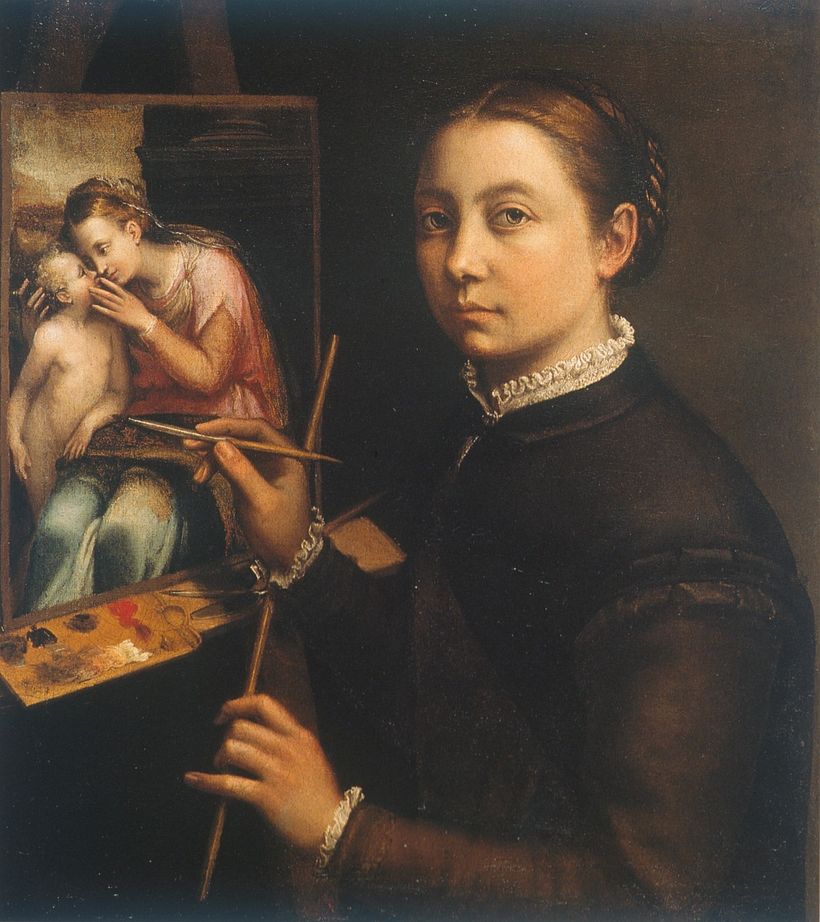 'Self-portrait with easel', Sofonisba Anguissola, 1556