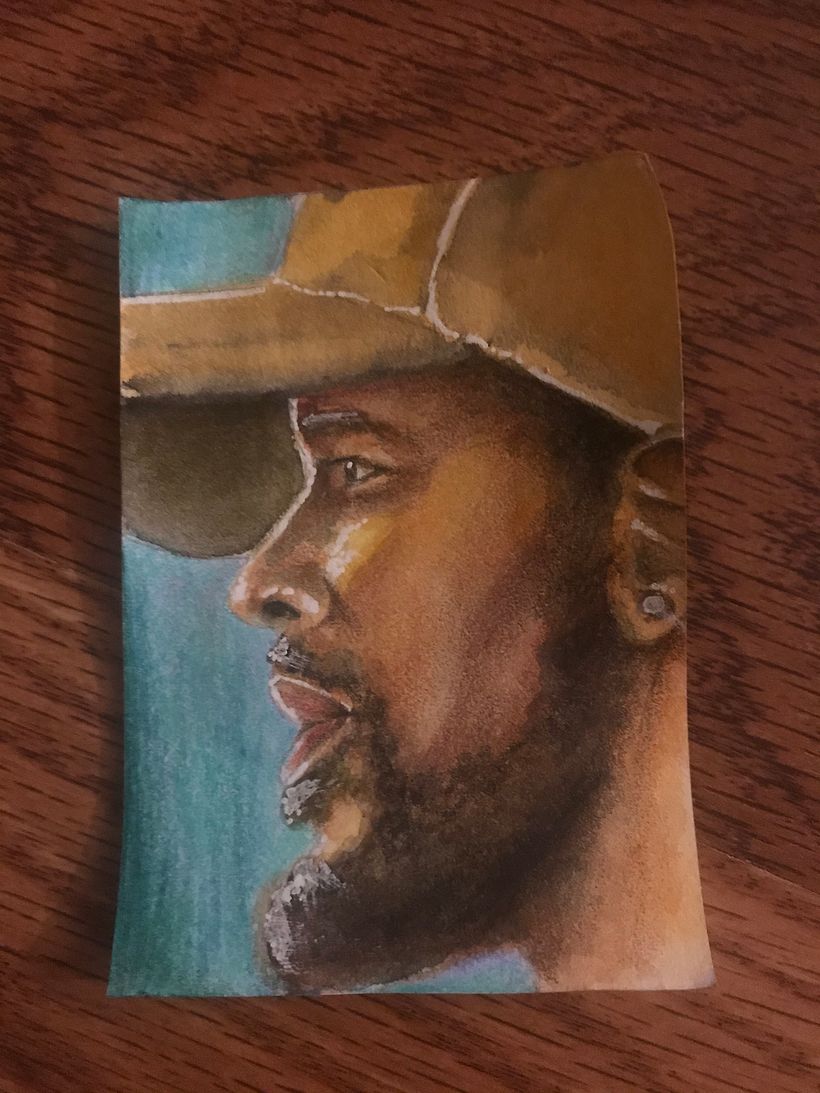 Worked on this one with watercolor, watercolor pencils, and a white gel pen