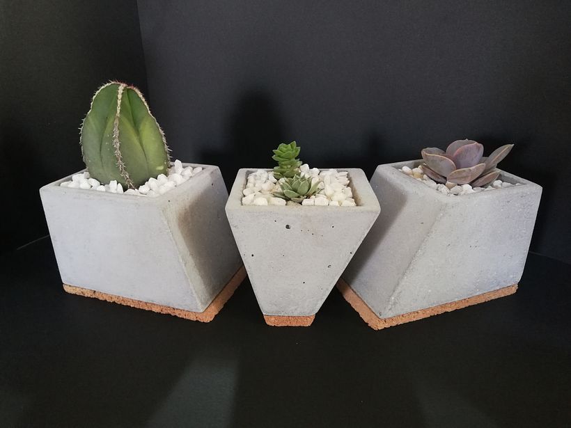 Puse algunas aplicaciones como base en algunas macetas 