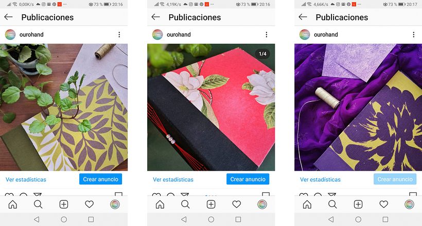 Ejemplos de publicaciones en el feed