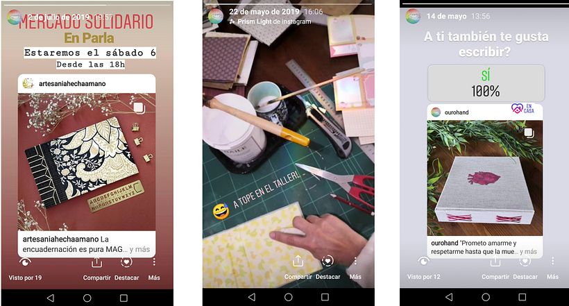 Algunos ejemplos de stories.