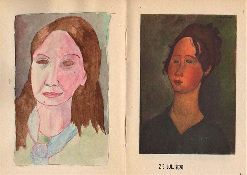 Mi amiga Sandrine parece naturalmente a un retrato de Modigliani.