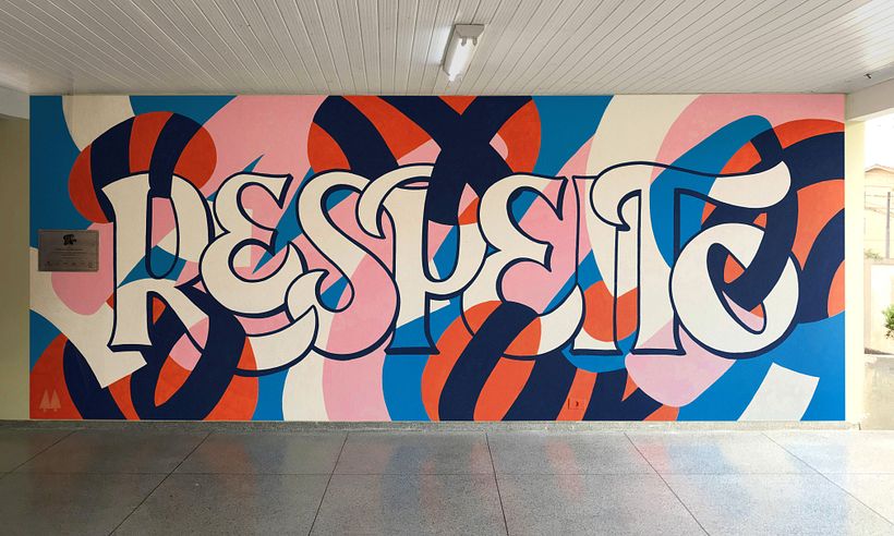Mural RESPEITO pintado em Escola Municipal de Curitiba com a ajuda das crianças -1