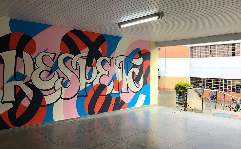Mural RESPEITO pintado em Escola Municipal de Curitiba com a ajuda das crianças 6