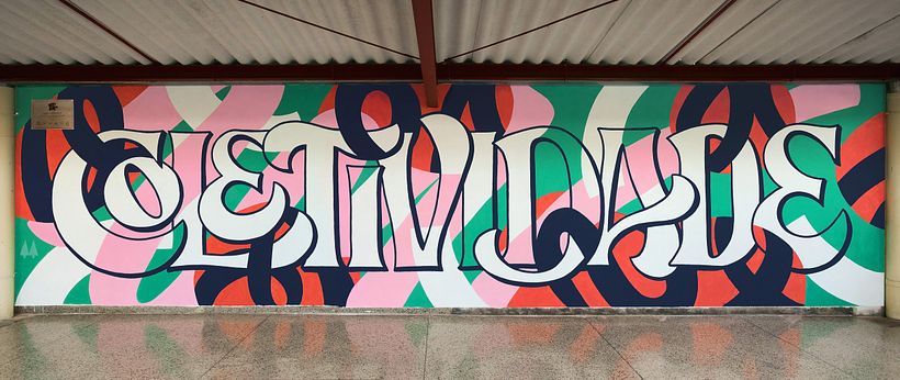 Mural COLETIVIDADE pintado em Escola Municipal de Curitiba com a ajuda das crianças -1