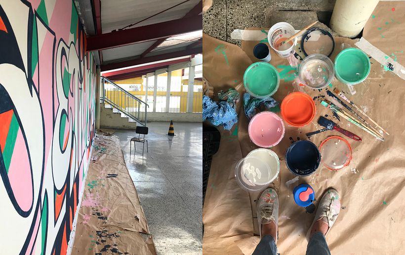 Mural COLETIVIDADE pintado em Escola Municipal de Curitiba com a ajuda das crianças 6
