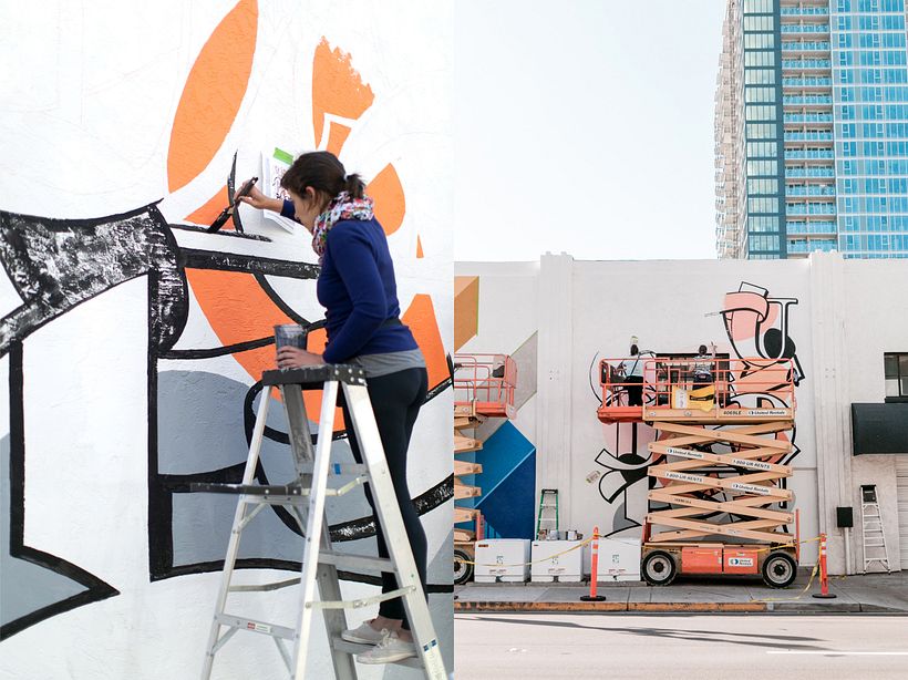 Mural SAUDADE pintado no festival Ladies Who Paint 3