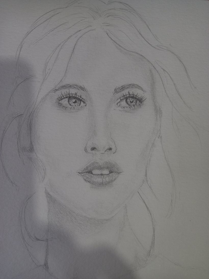 Mi Proyecto del curso: Retrato con lápiz, técnicas de color y Photoshop 7