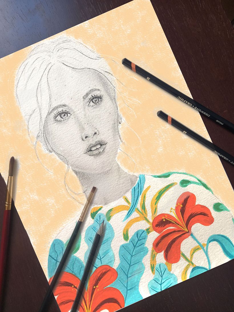Mi Proyecto del curso: Retrato con lápiz, técnicas de color y Photoshop 12