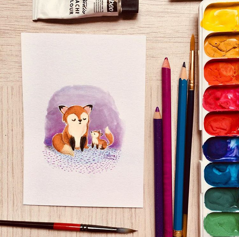 Family - Gouache painting 0