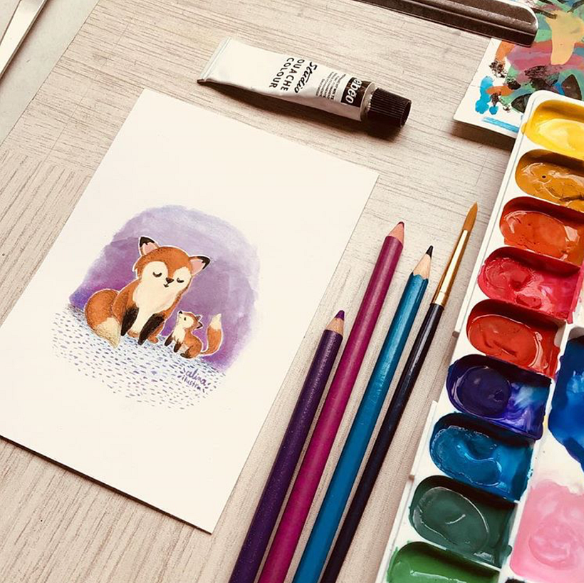 Family - Gouache painting 1