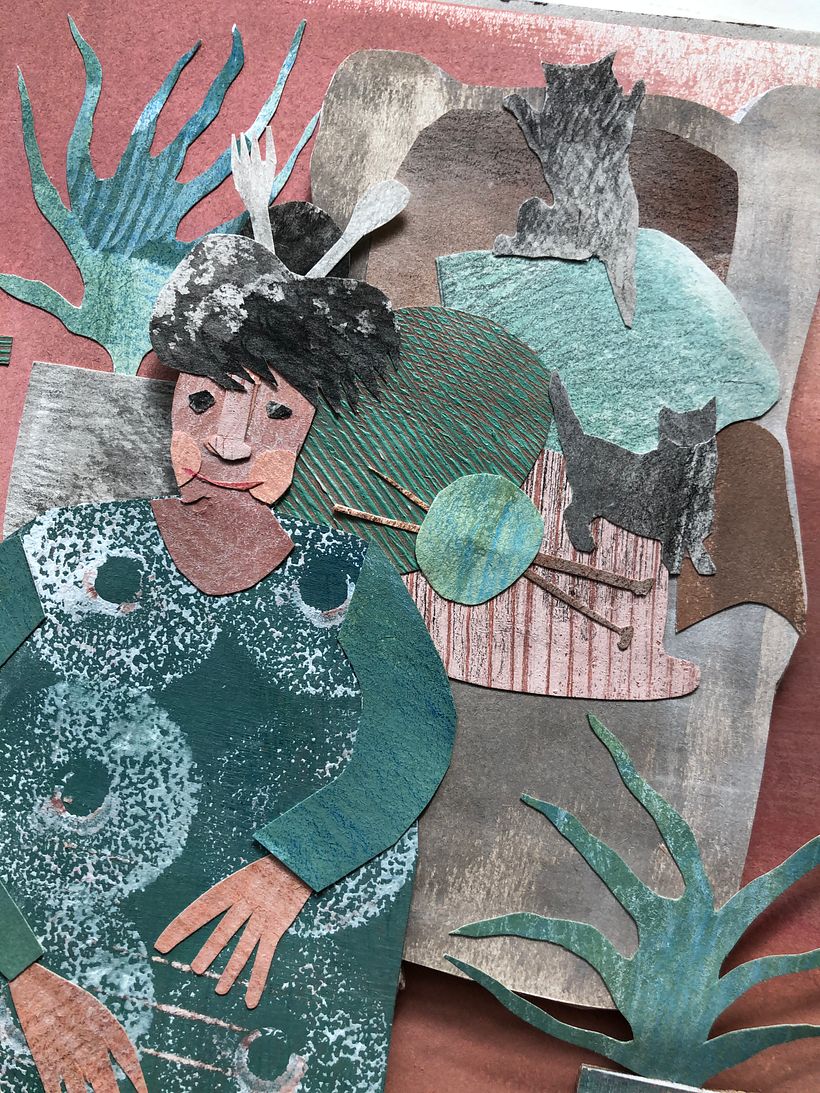 Detail from the interior zoom, I really enjoyed creating the papers for the collages :)