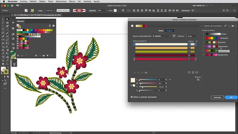 Volver a colorear la ilustración te permite escoger nuevos colores