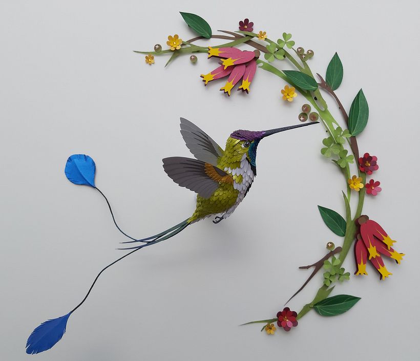 Mi Proyecto del curso, Técnicas avanzadas de papercraft: Colibrí cola de Espátula. 2