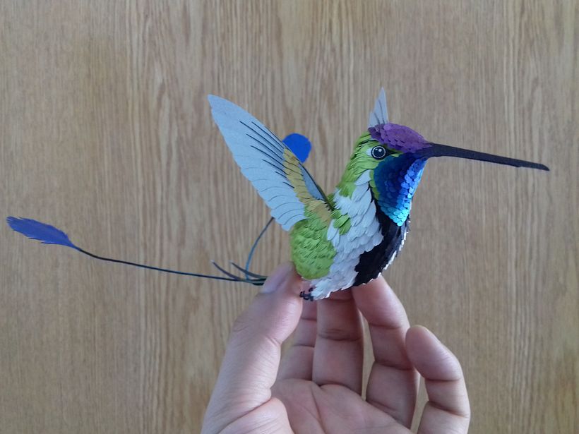 Mi Proyecto del curso, Técnicas avanzadas de papercraft: Colibrí cola de Espátula. 8