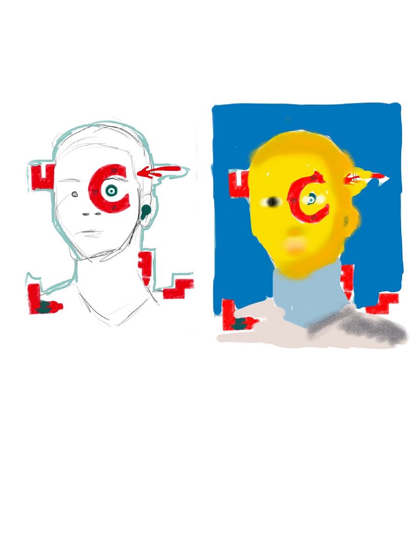 Boceto de la composición y colores.