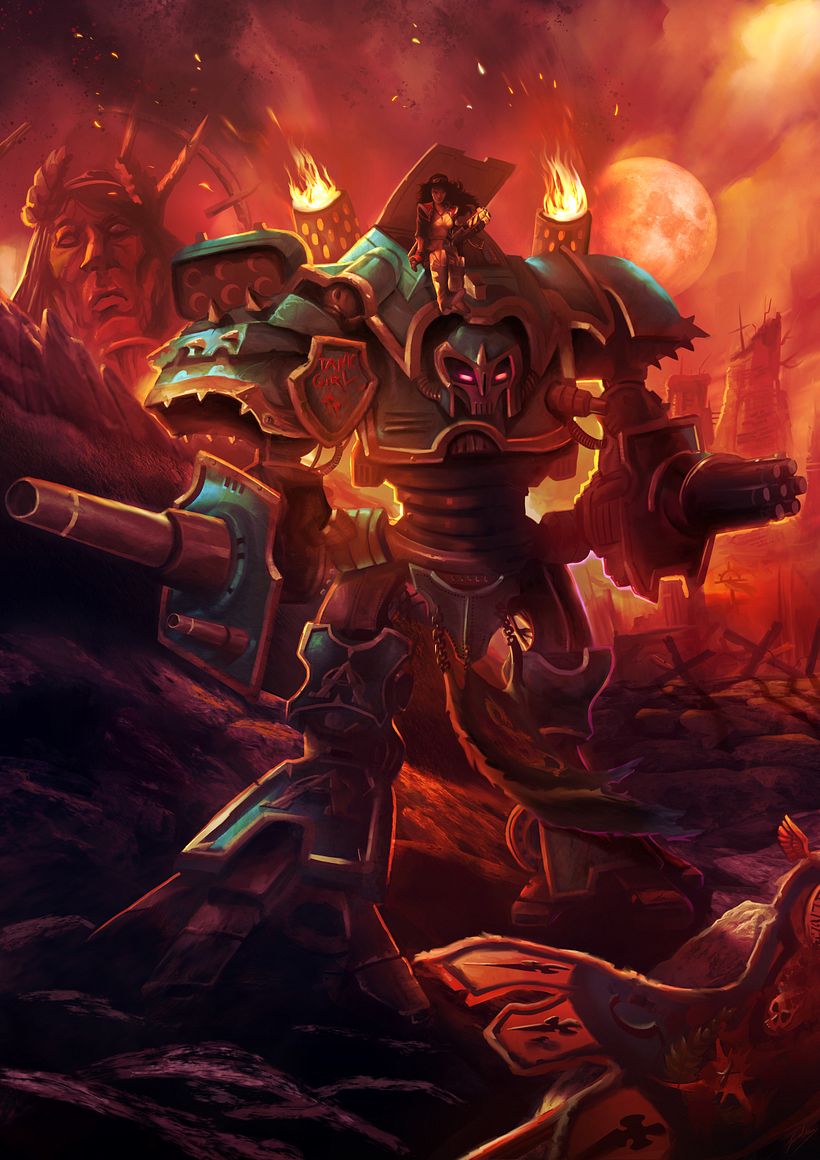 Este proyecto es un encargo, me solicitaron un personaje en concreto una tankgirl subida a un robot de warhammer 40k