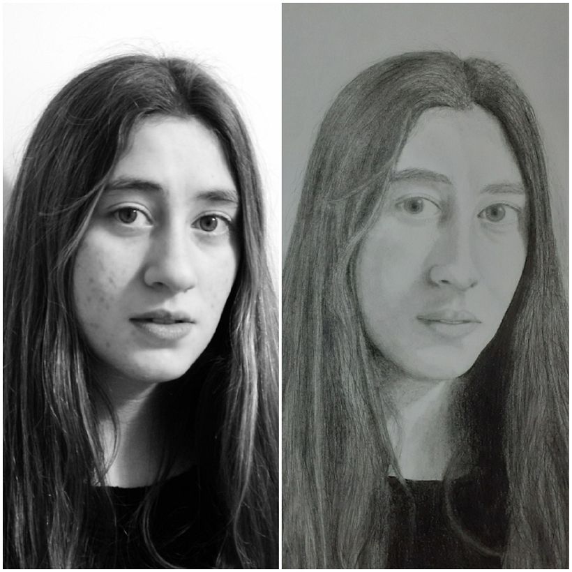 Es adolescente de 16 años y muy coqueta ... me pidió ser dibujada sin sus granos en el rostro