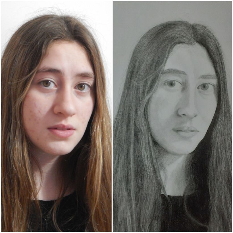 Es adolescente de 16 años y muy coqueta --- me pidió ser dibujada sin sus granos en el rostro