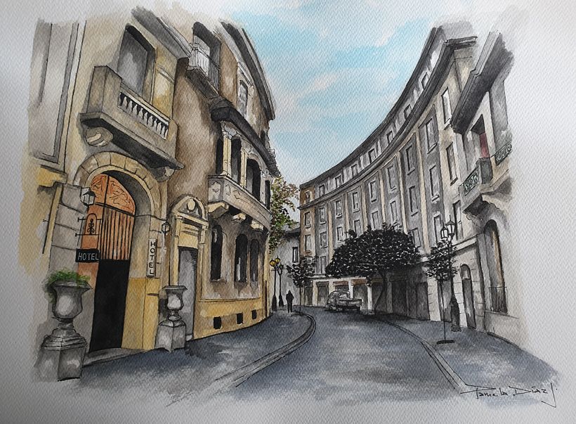 Mi Proyecto del curso: Dibujo arquitectónico con acuarela y tinta -1