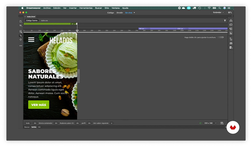 Adapting a web page to different media queries